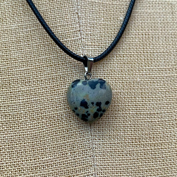 Hand Crafted Jewelry - Handmade Genuine Speckled Heart Stone Amulet Necklace